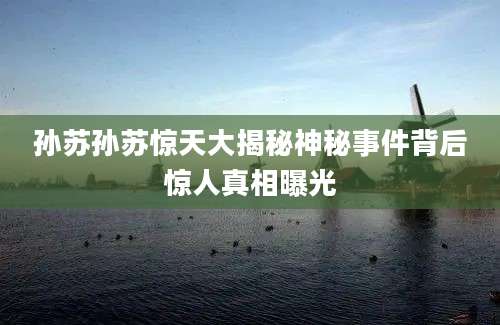 孙苏孙苏惊天大揭秘神秘事件背后惊人真相曝光
