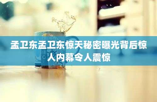 孟卫东孟卫东惊天秘密曝光背后惊人内幕令人震惊