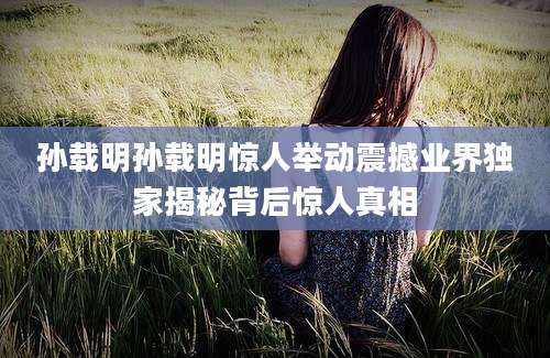 孙载明孙载明惊人举动震撼业界独家揭秘背后惊人真相