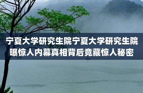 宁夏大学研究生院宁夏大学研究生院曝惊人内幕真相背后竟藏惊人秘密