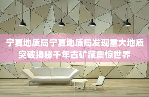 宁夏地质局宁夏地质局发现重大地质突破揭秘千年古矿藏震惊世界