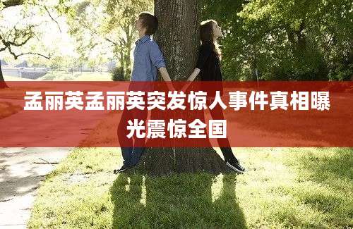 孟丽英孟丽英突发惊人事件真相曝光震惊全国