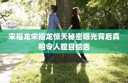 宋福龙宋福龙惊天秘密曝光背后真相令人瞠目结舌