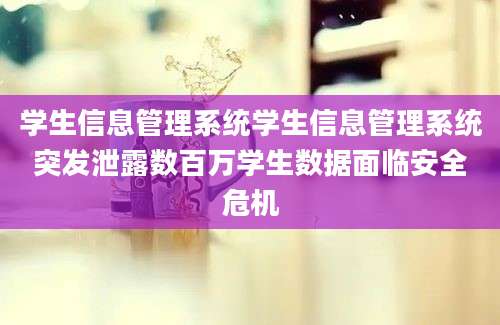 学生信息管理系统学生信息管理系统突发泄露数百万学生数据面临安全危机