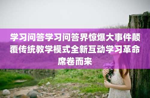 学习问答学习问答界惊爆大事件颠覆传统教学模式全新互动学习革命席卷而来