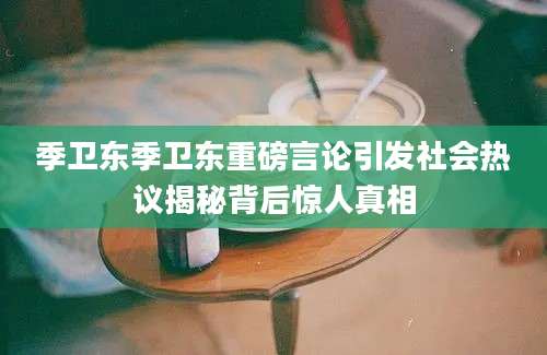 季卫东季卫东重磅言论引发社会热议揭秘背后惊人真相