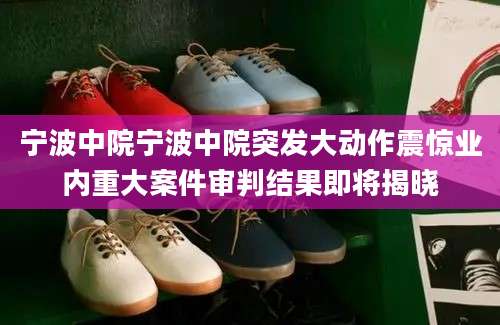宁波中院宁波中院突发大动作震惊业内重大案件审判结果即将揭晓