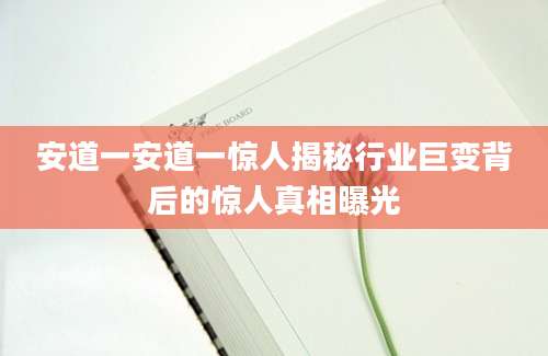 安道一安道一惊人揭秘行业巨变背后的惊人真相曝光