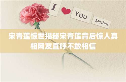 宋青莲惊世揭秘宋青莲背后惊人真相网友直呼不敢相信