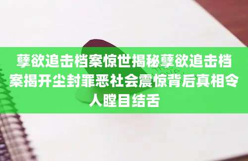孽欲追击档案惊世揭秘孽欲追击档案揭开尘封罪恶社会震惊背后真相令人瞠目结舌