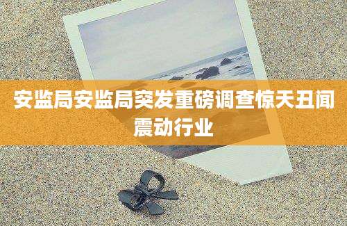 安监局安监局突发重磅调查惊天丑闻震动行业