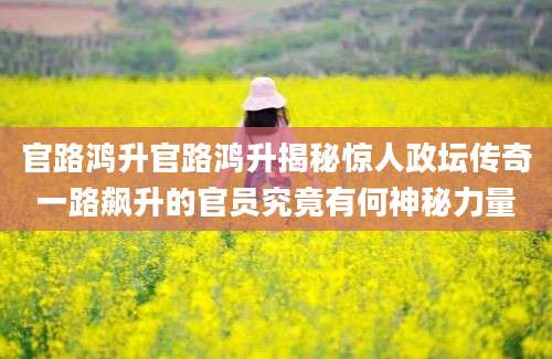 官路鸿升官路鸿升揭秘惊人政坛传奇一路飙升的官员究竟有何神秘力量