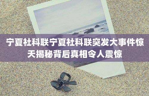 宁夏社科联宁夏社科联突发大事件惊天揭秘背后真相令人震惊