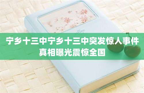 宁乡十三中宁乡十三中突发惊人事件真相曝光震惊全国