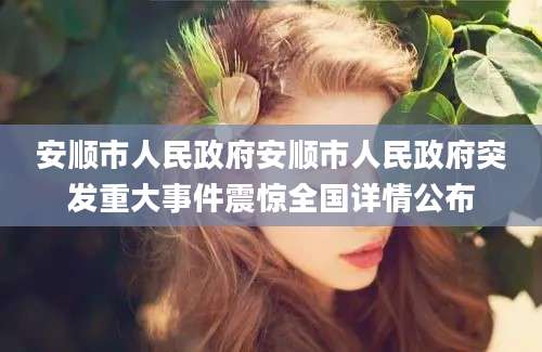 安顺市人民政府安顺市人民政府突发重大事件震惊全国详情公布