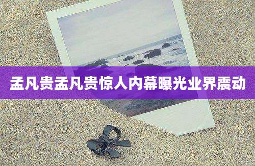 孟凡贵孟凡贵惊人内幕曝光业界震动
