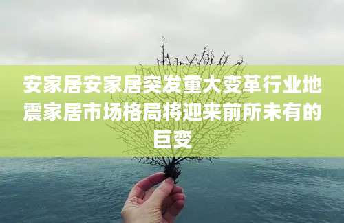 安家居安家居突发重大变革行业地震家居市场格局将迎来前所未有的巨变