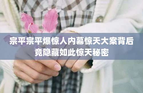 宗平宗平爆惊人内幕惊天大案背后竟隐藏如此惊天秘密