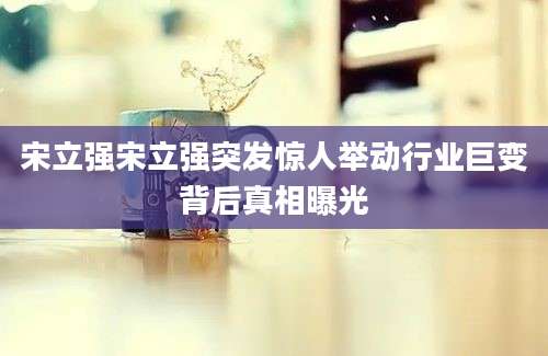 宋立强宋立强突发惊人举动行业巨变背后真相曝光