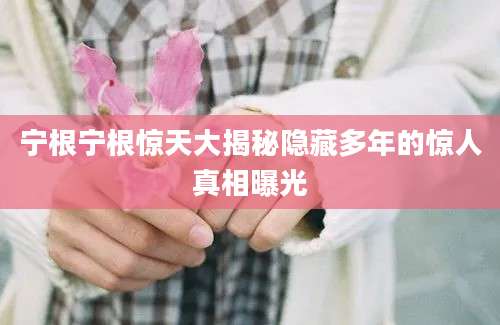 宁根宁根惊天大揭秘隐藏多年的惊人真相曝光
