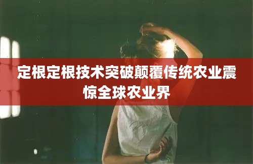 定根定根技术突破颠覆传统农业震惊全球农业界