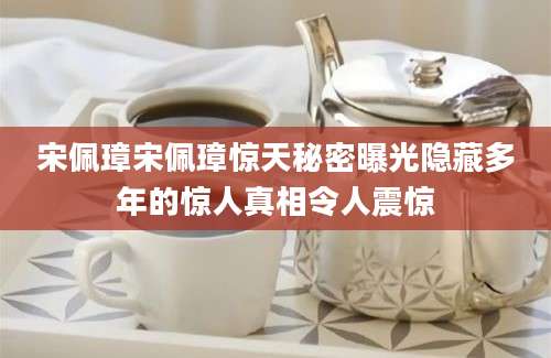 宋佩璋宋佩璋惊天秘密曝光隐藏多年的惊人真相令人震惊
