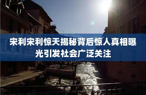 宋利宋利惊天揭秘背后惊人真相曝光引发社会广泛关注