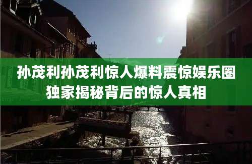 孙茂利孙茂利惊人爆料震惊娱乐圈独家揭秘背后的惊人真相