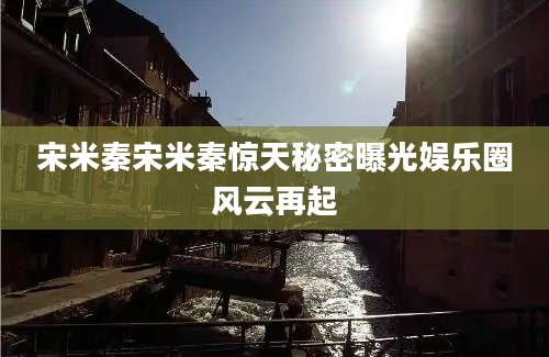 宋米秦宋米秦惊天秘密曝光娱乐圈风云再起
