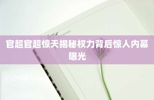 官超官超惊天揭秘权力背后惊人内幕曝光