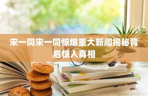 宋一同宋一同惊爆重大新闻揭秘背后惊人真相