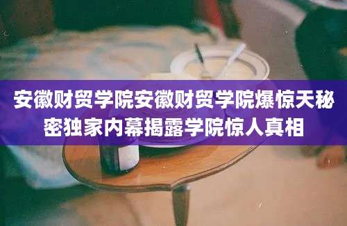 安徽财贸学院安徽财贸学院爆惊天秘密独家内幕揭露学院惊人真相