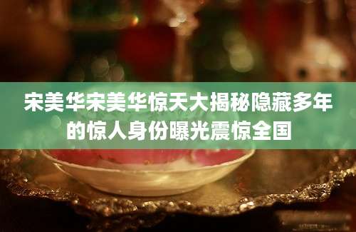 宋美华宋美华惊天大揭秘隐藏多年的惊人身份曝光震惊全国