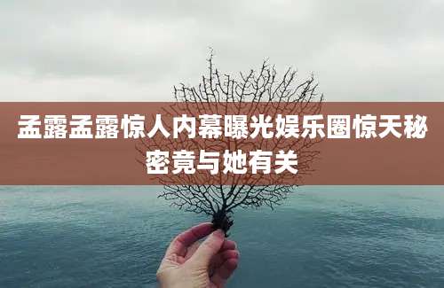 孟露孟露惊人内幕曝光娱乐圈惊天秘密竟与她有关