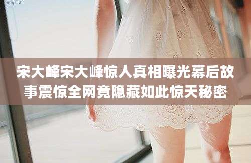 宋大峰宋大峰惊人真相曝光幕后故事震惊全网竟隐藏如此惊天秘密