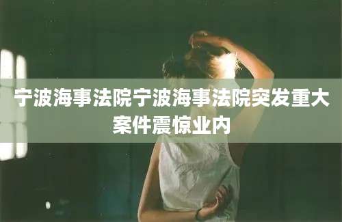 宁波海事法院宁波海事法院突发重大案件震惊业内