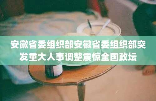 安徽省委组织部安徽省委组织部突发重大人事调整震惊全国政坛