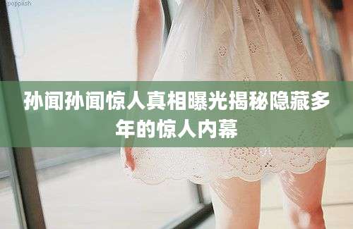 孙闻孙闻惊人真相曝光揭秘隐藏多年的惊人内幕
