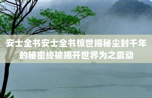 安士全书安士全书惊世揭秘尘封千年的秘密终被揭开世界为之震动