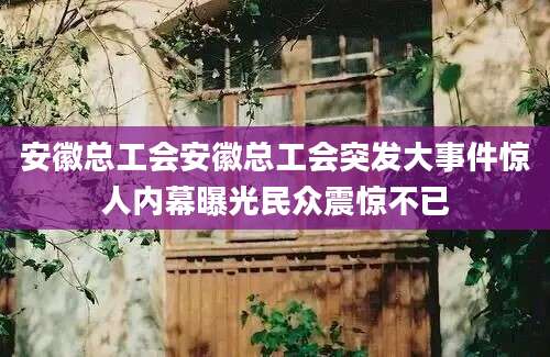 安徽总工会安徽总工会突发大事件惊人内幕曝光民众震惊不已