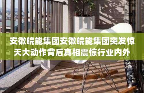 安徽皖能集团安徽皖能集团突发惊天大动作背后真相震惊行业内外