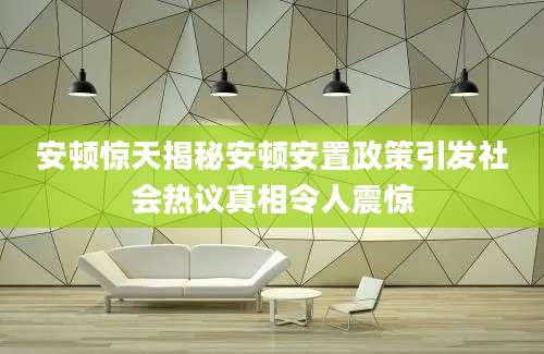 安顿惊天揭秘安顿安置政策引发社会热议真相令人震惊