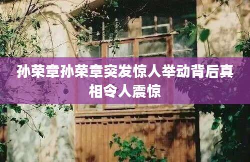 孙荣章孙荣章突发惊人举动背后真相令人震惊