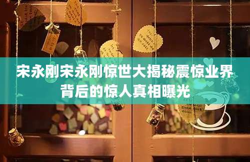 宋永刚宋永刚惊世大揭秘震惊业界背后的惊人真相曝光