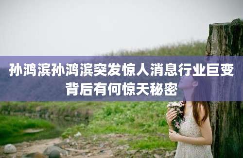 孙鸿滨孙鸿滨突发惊人消息行业巨变背后有何惊天秘密