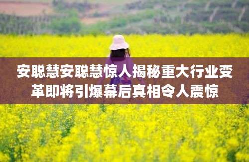 安聪慧安聪慧惊人揭秘重大行业变革即将引爆幕后真相令人震惊