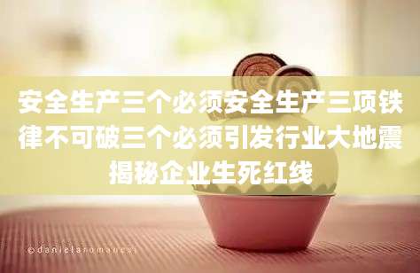 安全生产三个必须安全生产三项铁律不可破三个必须引发行业大地震揭秘企业生死红线