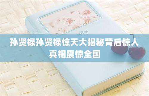 孙贤禄孙贤禄惊天大揭秘背后惊人真相震惊全国