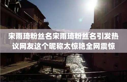 宋雨琦粉丝名宋雨琦粉丝名引发热议网友这个昵称太惊艳全网震惊