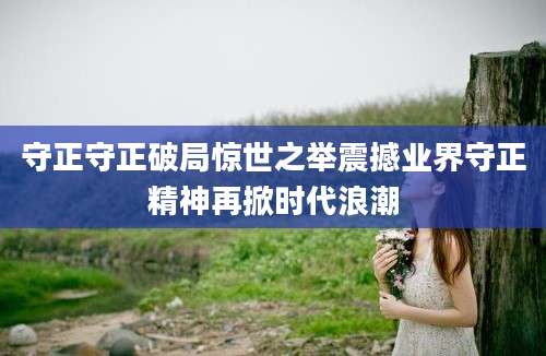 守正守正破局惊世之举震撼业界守正精神再掀时代浪潮